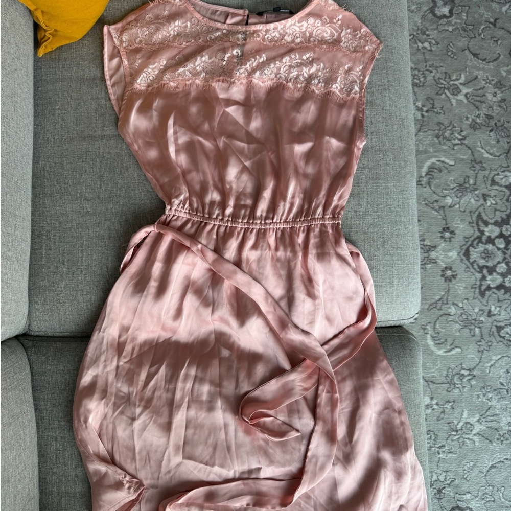 Chemistry Blush Pink Midi Dress with Lace